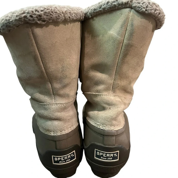 Sperry Syren Strait Oat Winter Bone Lace Up Boots snow rain faux fur pull on 8.5 - Picture 4 of 12